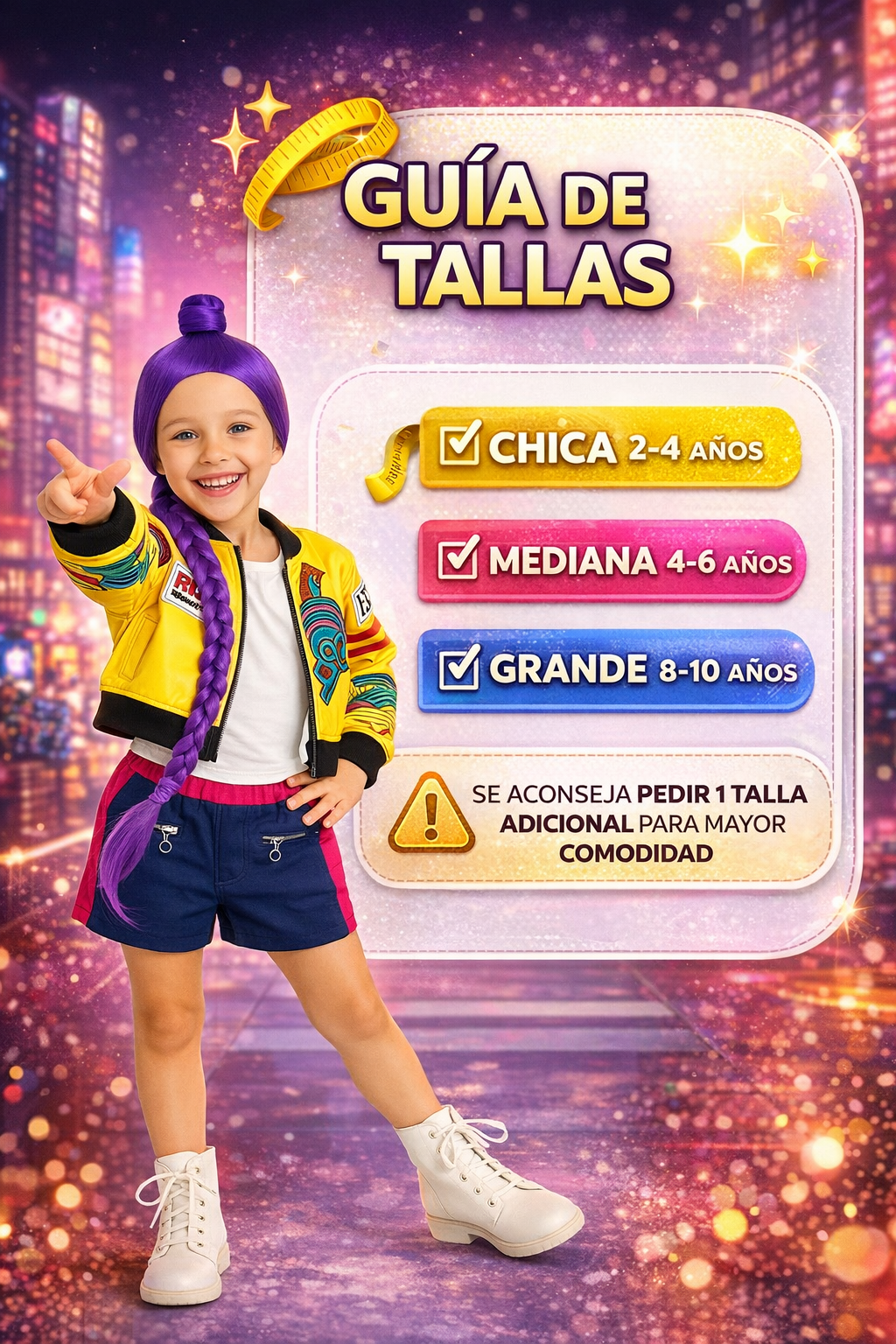 Disfraz Niña Estilo RUMI  Idol Urbano Amarillo – Set 3 Piezas Chamarra + Short + Blusa | Outfit Fashion Moderno Infantil