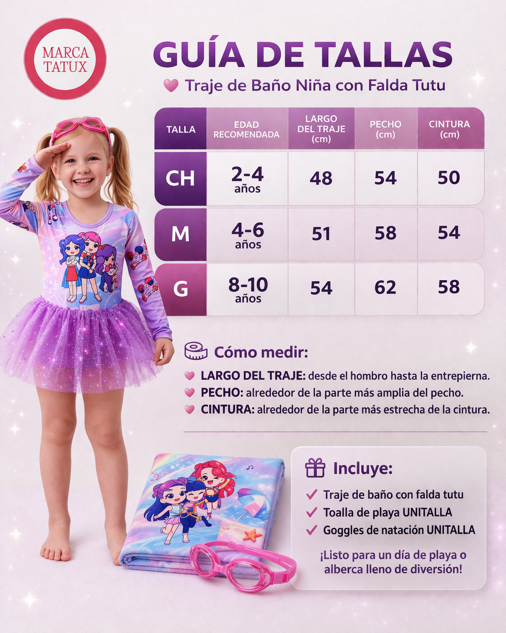 Kit Traje de Baño Niña con Toalla y Goggles *amarillo* – Edición Rumi, Mira & Zoey