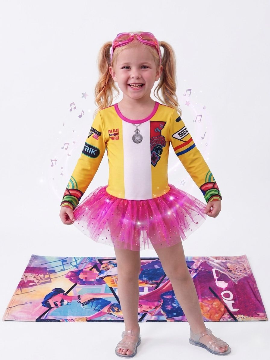 Kit Traje de Baño Niña con Toalla y Goggles *amarillo* – Edición Rumi, Mira & Zoey